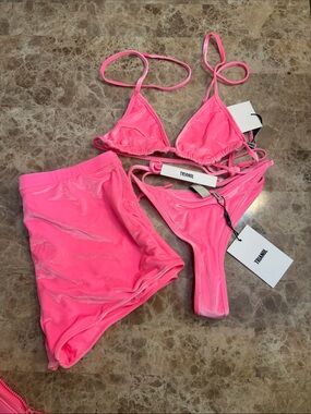 triangl swimwear Hot Pink Velvet Bikini Set